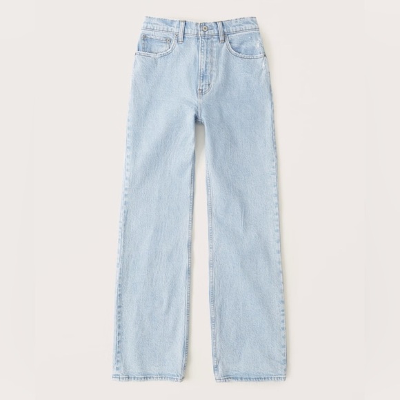 Abercrombie & Fitch The 90s Relaxed Jean High Rise 27 / 4 Light Wash Blue Denim - Picture 2 of 12